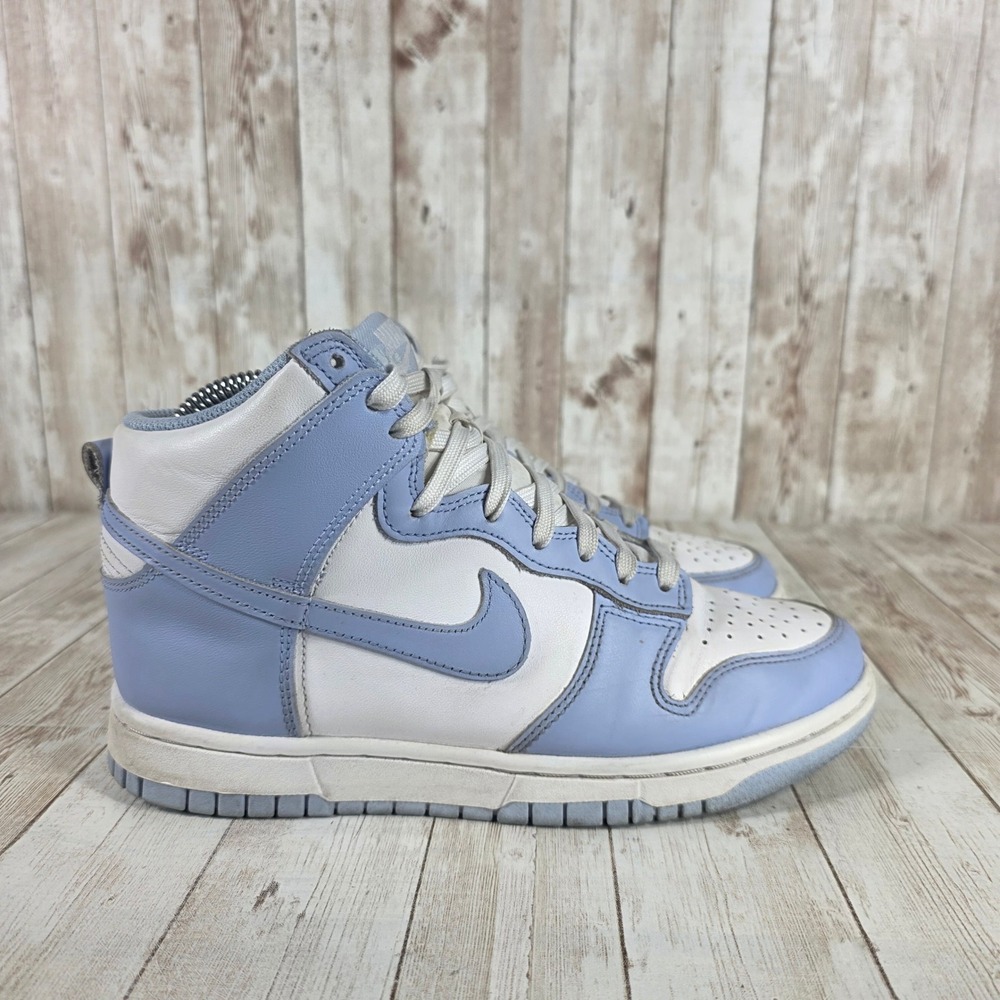 Nike Dunk High Aluminum White Blue Leather Sneakers Shoes‎ Women's